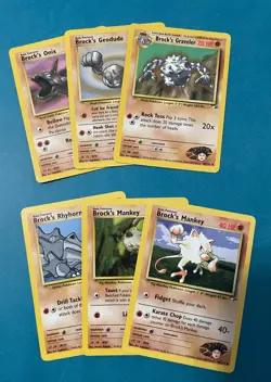 Pokemon TCG: Gym Heroes Set Lot with Brock's Graveler, Regular, LP (6 Cards) - Image 1
