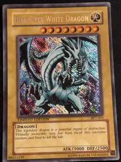 Blue Eyes White Dragon BPT-003 Reverse Foil Misprint Secret Rare YuGiOh Card MP - Image 1