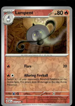 Pokemon Lampent 037/197 Obsidian Flames Reverse Holo Common 5 Card Lot - Image 1