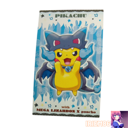 Pikachu Poncho Wearing Charizard X Pokemon Card Vintage Nintendo Bandai Japanese - Image 1
