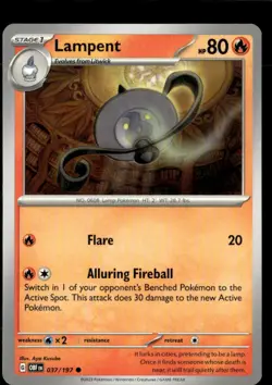 Pokemon Lampent 037/197 Obsidian Flames Non Holo Common 5 Card Lot - Image 1
