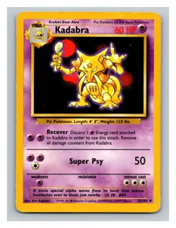 Pokemon Kadabra #032/102 Base Set Trading Card TCG Nintendo 1999 - Image 1