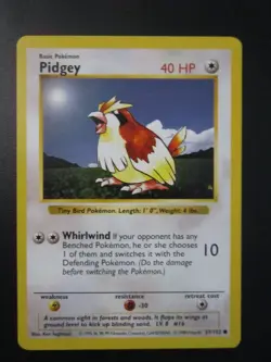 PIDGEY BASE SHADOWLESS POKEMON CARD 57/102 NEVER PLAYED COND NM- - Image 1