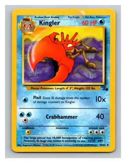 Pokemon Kingler #38/62 Fossil Trading Card TCG Nintendo 1999 - Image 1
