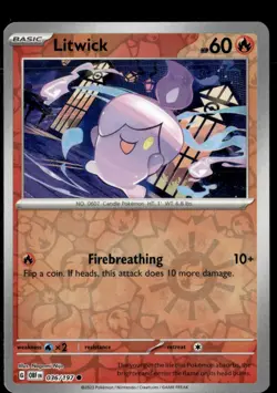 Pokemon Litwick 036/197 Obsidian Flames Reverse Holo Common 5 Card Lot - Image 1