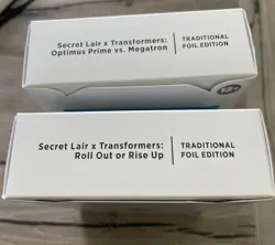 Mtg Secret Lair Megatron Vs Optimus AND Roll Out Or Rise Up Transformers Foil - Image 1