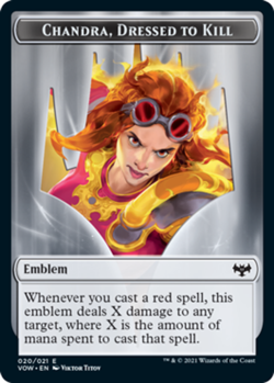 1x Emblem - Chandra, Dressed to Kill (020/021) MTG Innistrad: Crimson Vow NM Mag - Image 1
