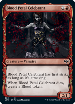 1x (303) Blood Petal Celebrant - FOIL - SHOWCASE FANG FRAME MTG Innistrad: Crims - Image 1