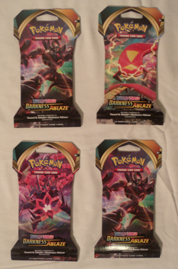 (4) POKEMON TCG Sword & Shield Darkness Ablaze Sleeved Booster Pack!!!! - Image 1