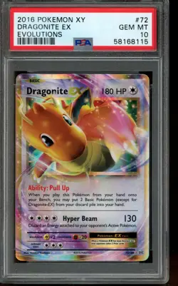 PSA 10 GEM MINT Pokemon Dragonite EX Evolutions Ultra Rare 72/108 - Image 1