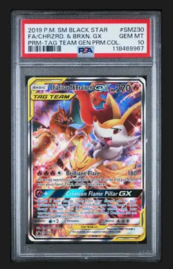 2019 POKEMON SM BLACK STAR PROMO #SM230 ALT ART/CHARIZARD & BRAIXEN GX PSA 10 - Image 1