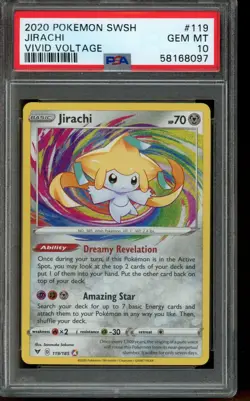 PSA 10 GEM MINT Pokemon Jirachi Vivid Voltage Amazing Rare 119/185 - Image 1