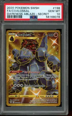 PSA 10 GEM MINT Pokemon Coalossal Darkness Ablaze Secret Full Art 198/189 - Image 1