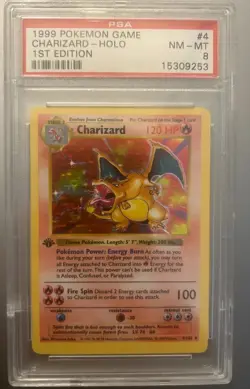 Pokemon Charizard Base Set Shadowless 1st Edition Holo Rare #4 PSA 8 - Image 1