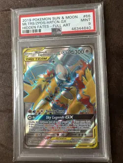 Pokemon 2019 Sun & Moon Hidden Fates Moltres Zapdos Articuno GX #66/68 PSA 9 - Image 1
