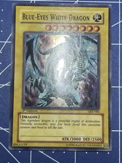 Yugioh Blue-Eyes White Dragon SKE-001 Super Rare 1st Edition LP - Image 2