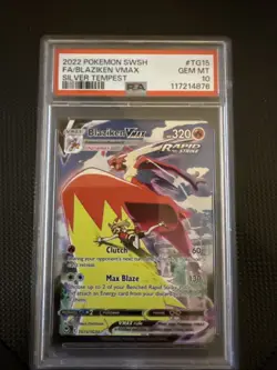 PSA 10 GEM MINT Blaziken VMAX Silver Tempest TG15/TG30 Full Art Pokemon Card - Image 1