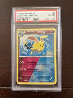 Pokemon TCG Shiny Azumarill 77/114 XY Steam Siege Era Reverse Holo Card PSA 8 - Image 1