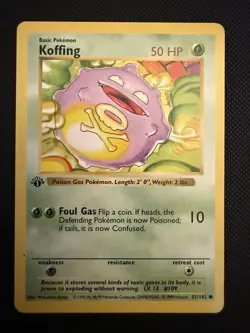 1999 Bee Set First Edition Pokemon Card Koffing # 51/102 Near Mint - Image 1