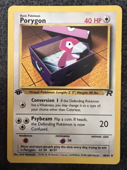 Porygon 48/82 Uncommon 1st Edition Team Rocket Pokemon Card Lightly Played - Image 1