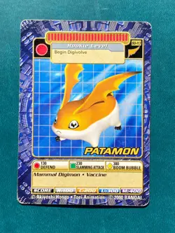 BO-113 Patamon Digimon Card Digi-Battle Series 3 2000 Bandai HP - Image 1