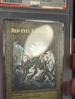 2002 LOB-070 Red Eyes B. Dragon Wavy 1st Edition Ultra Rare Yu-Gi-Oh! Card PSA 9 - Image 5