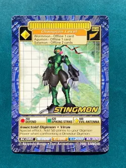 BO-119 Stingmon Digimon Card Digi-Battle Series 3 2000 Bandai HP - Image 1