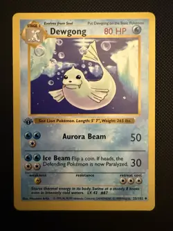 1999 Base Set First Edition Near Mint Dewgong 25/102 Pokemon Card WoTC - Image 1