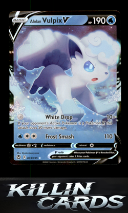 Alolan Vulpix V 033/195 Pokemon Ultra Rare SWSH12: Silver Tempest Card NM - Image 1