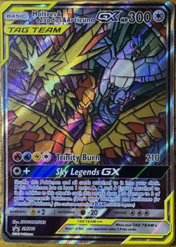 Moltres Zapdos Articuno GX SM210 Hidden Fates Black Star Promo NM Pokemon Card - Image 1
