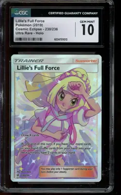 CGC 10 GEM MINT Pokemon Lillie’s Full Force Cosmic Eclipse Ultra Rare 230/236 - Image 1