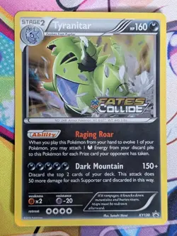 Pokemon TYRANITAR Prerelease FATES COLLIDE Stamped XY130 Holo Promo - Image 1