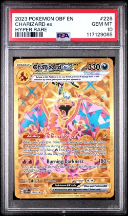 GEM MINT 2023 POKEMON OBF EN-OBSIDIAN FLAMES CHARIZARD EX HYPER RARE #228 PSA 10 - Image 1