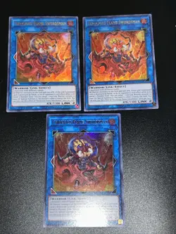 3x Ferocious Flame Swordsman DUOV-EN032 Ultra Rare 1st Edition Yugioh Playset NM - Image 1