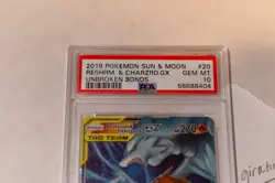 Pokemon SM Unbroken Bonds Reshiram & Charizard GX 20/214 Holo Card PSA 10 - Image 3