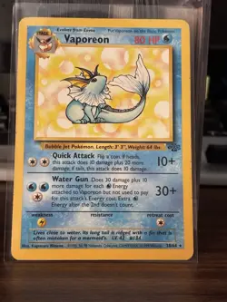 Pokemon TCG Vaporeon Jungle 28/64 Rare 1999 Wizards Base Set Non-Holo Card LP - Image 1