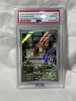 PSA 10 GEM MINT Charmander 044 Obsidian Flames ETB Promo Card - Image 1
