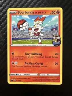 Scorbunny On The Ball 004/005 Futsal Soccer Promo English Pokemon Card (LP) - Image 1