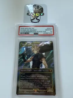 2025 MTG Cloud Ex-Soldier Borderless Surge Foil Gem MT 10 - Image 1