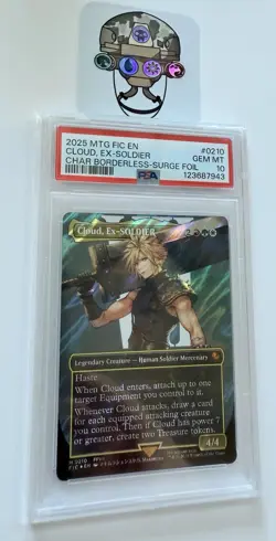 2025 MTG Cloud Ex-Soldier Borderless Surge Foil Gem MT 10 - Image 3