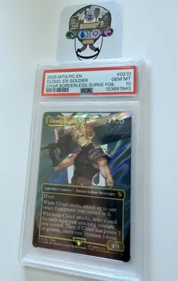 2025 MTG Cloud Ex-Soldier Borderless Surge Foil Gem MT 10 - Image 4