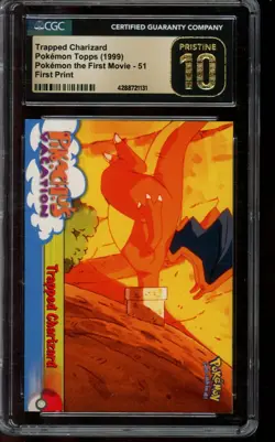 CGC 10 PRISTINE Pokemon Trapped Charizard Topps First Movie First Print 51 - Image 1