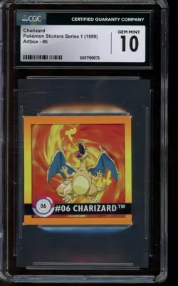 CGC 10 GEM MINT Pokemon Charizard Stickers Series 1 Artbox #6 - Image 1