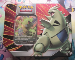 Pokemon Tyranitar V Strikers Tin - Factory Sealed 5 Packs (Tyranitar Tin) Sealed 820650809552 - Image 1