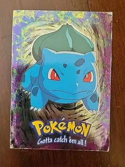 DMG! Bulbasaur 1999 SILVERFOIL Topps Pokemon The Movie Stage 1 #E1 Blue Logo - Image 1
