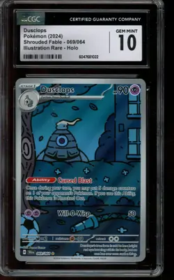 CGC 10 GEM MINT Pokemon Duskull Shrouded Fable Illustration Rare Holo 068/064 - Image 2