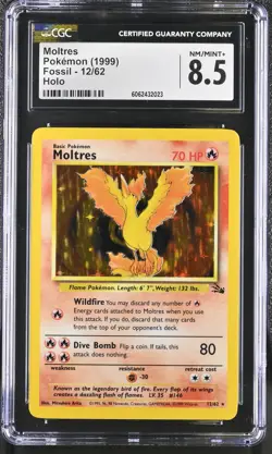 CGC 8.5 Moltres 1999 Fossil 12/62 Holo Pokemon Card psa - Image 1