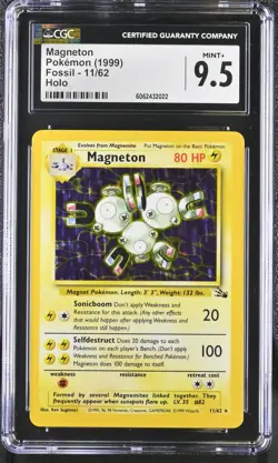 CGC 9.5 MINT+ Magneton 1999 Fossil 11/62 Holo Pokemon Card psa - Image 1