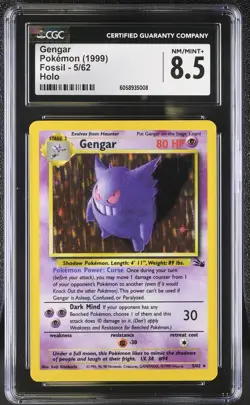 CGC 8.5 Gengar 1999 Fossil 5/62 Holo Pokemon Card psa - Image 1