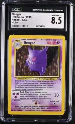 CGC 8.5 Gengar 1999 Fossil 5/62 Holo Pokemon Card psa - Image 1